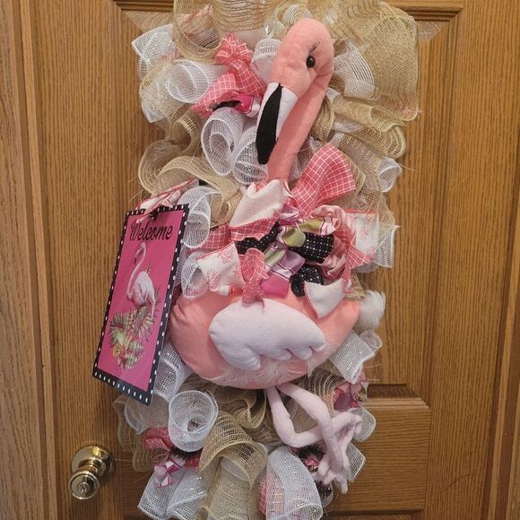 Door Wreath Pink Beautiful Welcome to Door Decorations - Picture 5 of 10